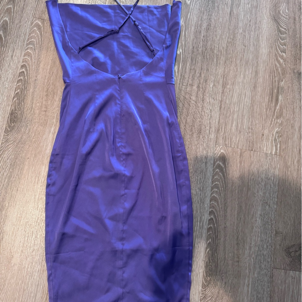 Oh Polly Violet Satin Midi Dress
